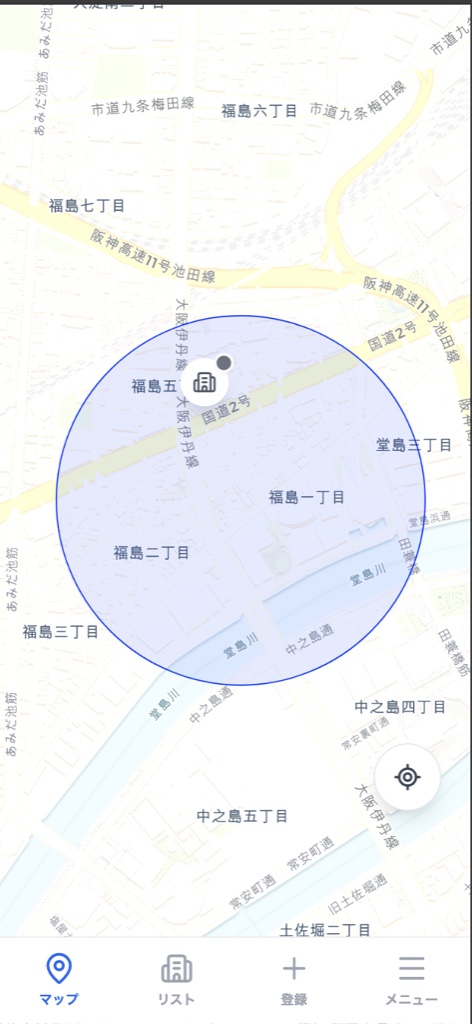 GoSulで近くの顧客を地図上に確認する画面