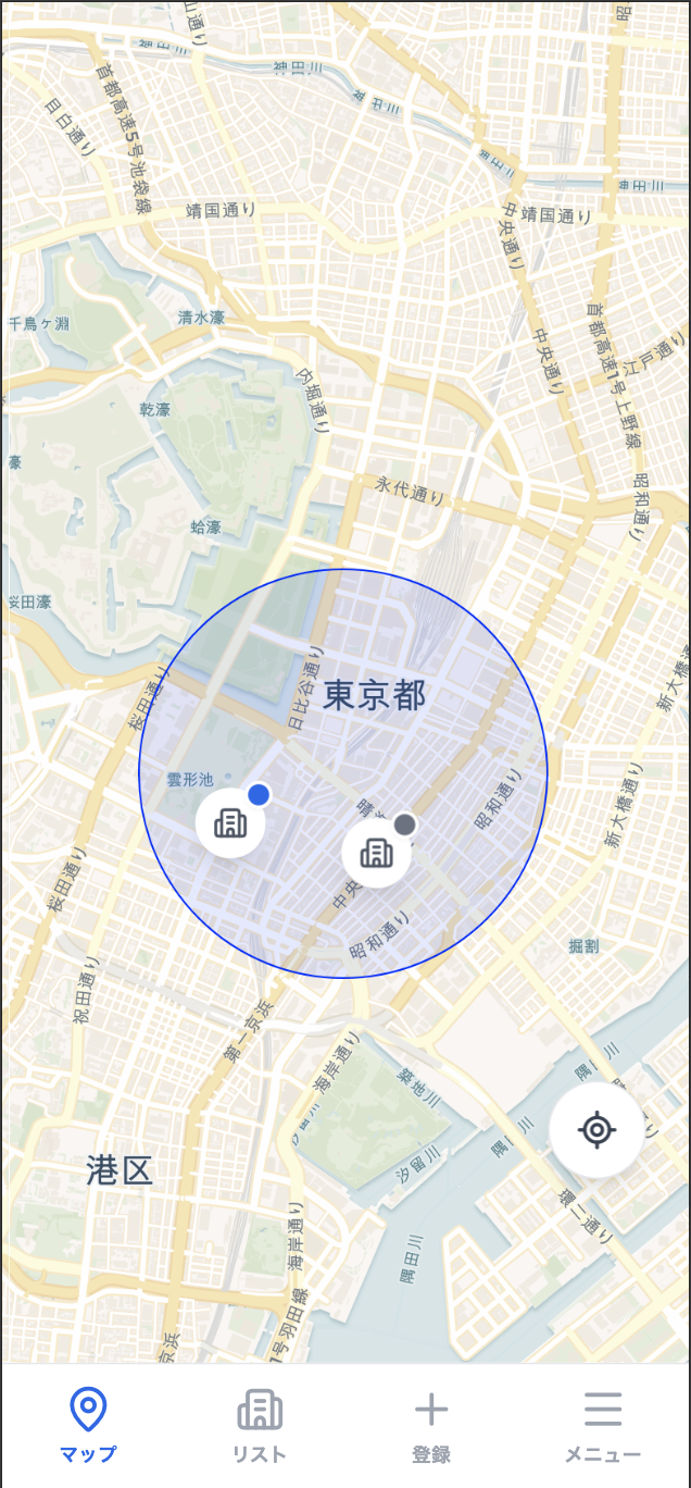 GoSulのモバイル地図画面