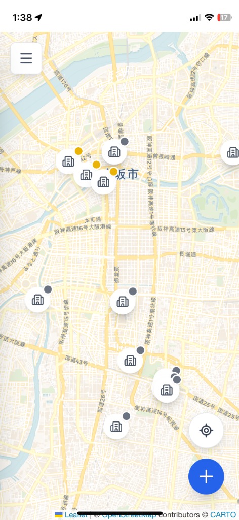 地図上での顧客管理画面